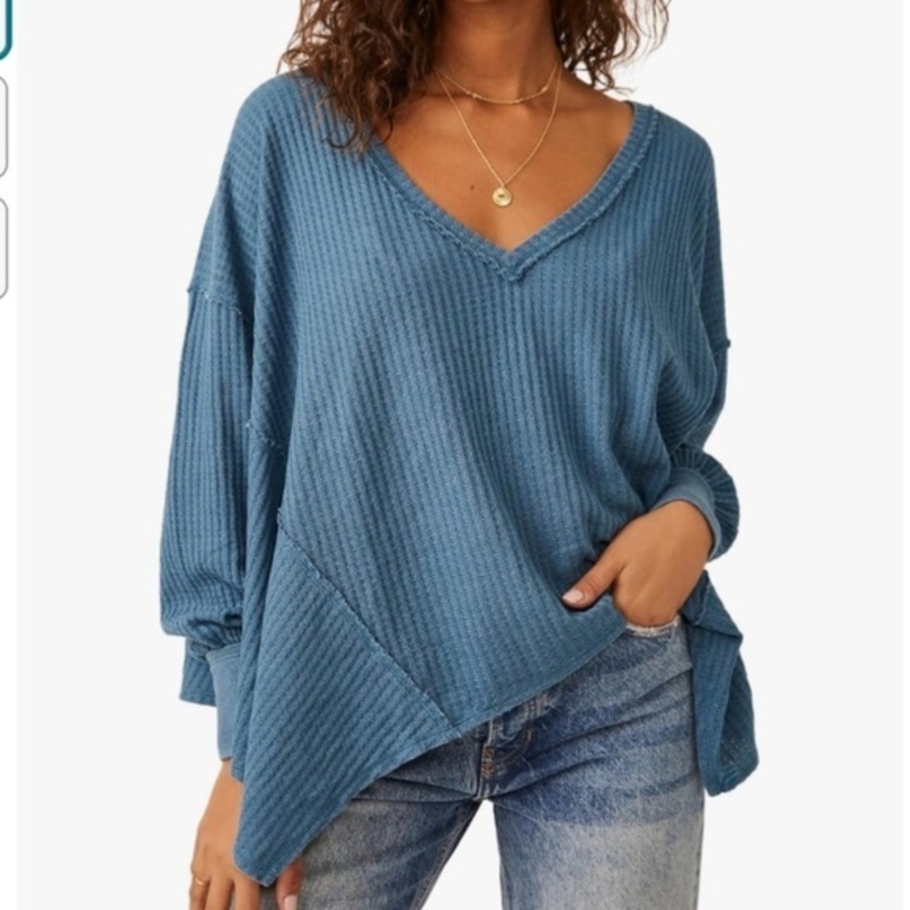 NWT Free People Coraline Thermal in Legion Blue XS New We the Free $68 retail - Picture 4 of 7